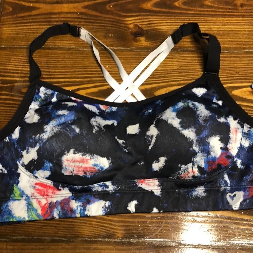 NWT SHOACTIVE Printed Sports Bra Size L